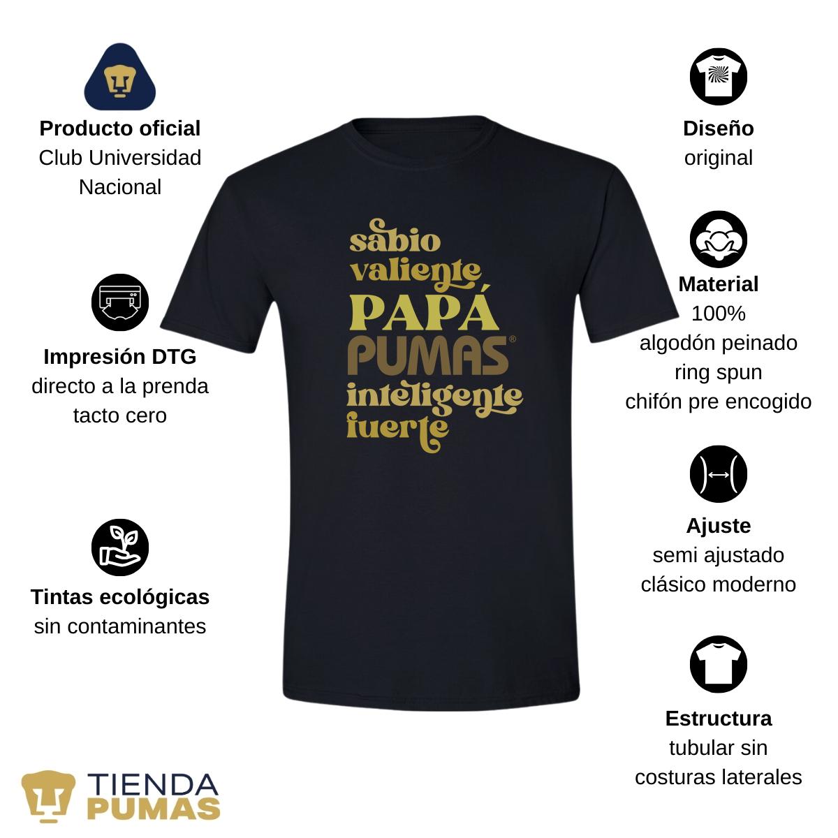 Playera Hombre Pumas UNAM Sabio, valiente papá