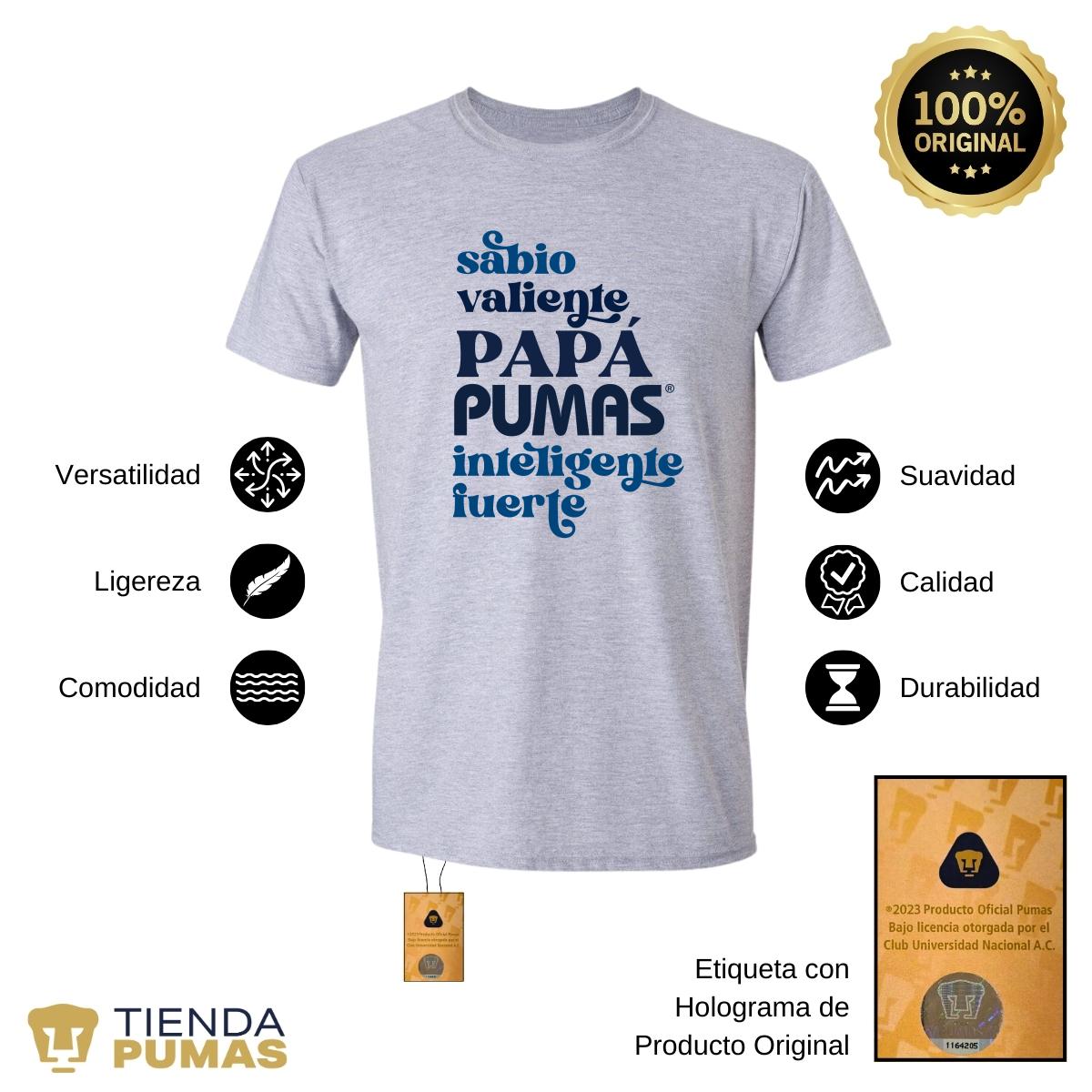 Playera Hombre Pumas UNAM Sabio, valiente papá