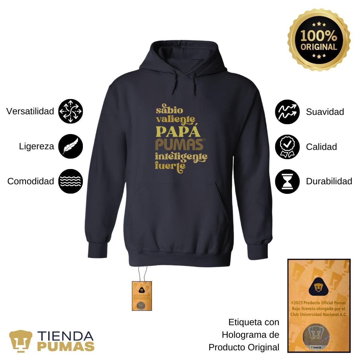 Sudadera Hombre Hoodie Pumas UNAM Valiente papá