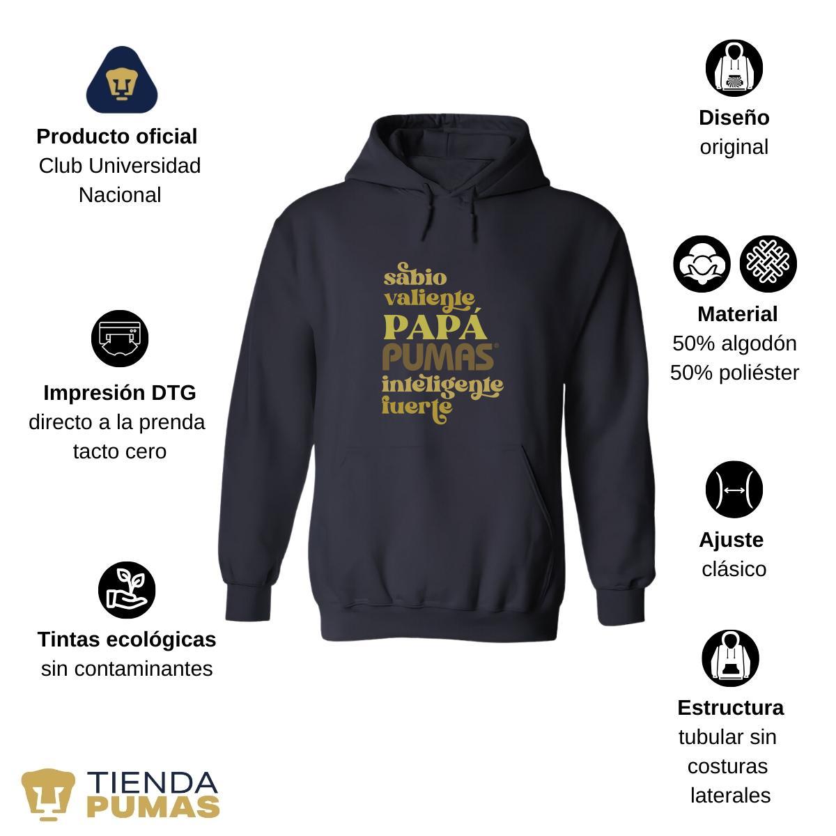 Sudadera Hombre Hoodie Pumas UNAM Valiente papá