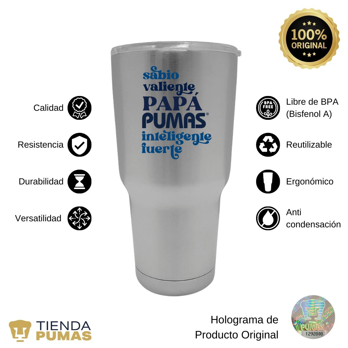 Termo 30 Oz Pumas UNAM Sabio valiente papá