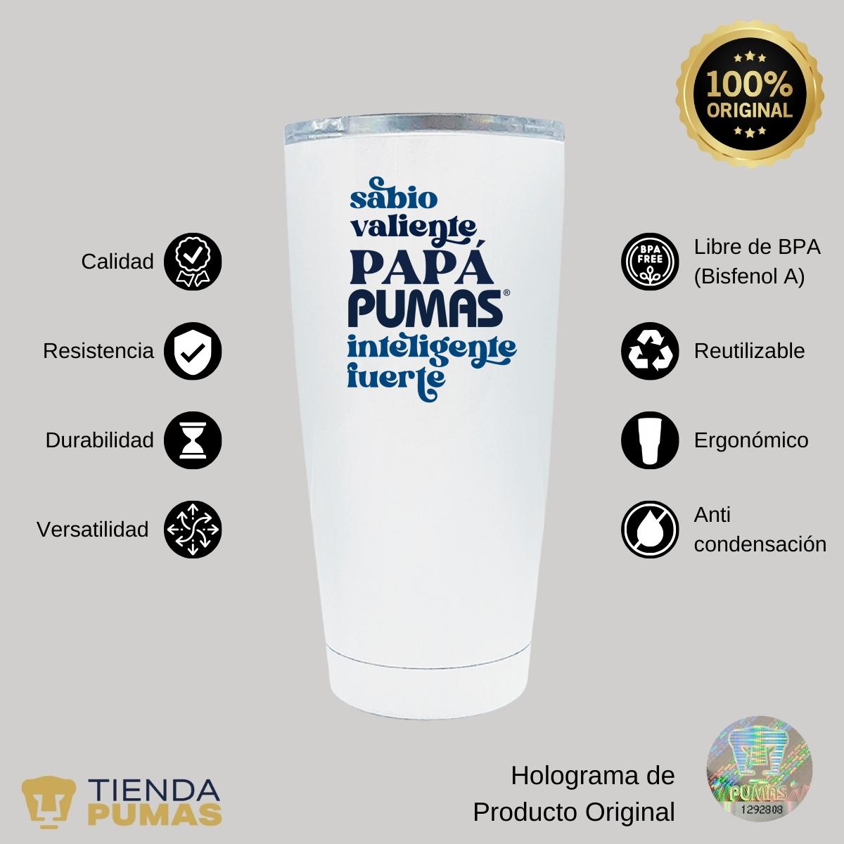 Termo 20 Oz Pumas UNAM Sabio, valiente papá