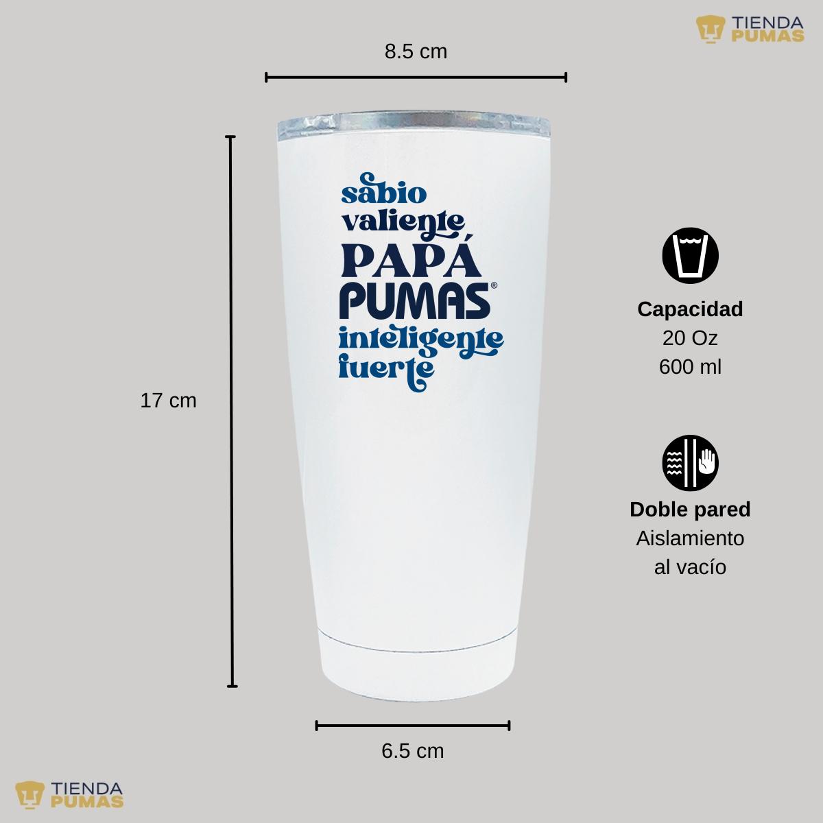 Termo 20 Oz Pumas UNAM Sabio, valiente papá