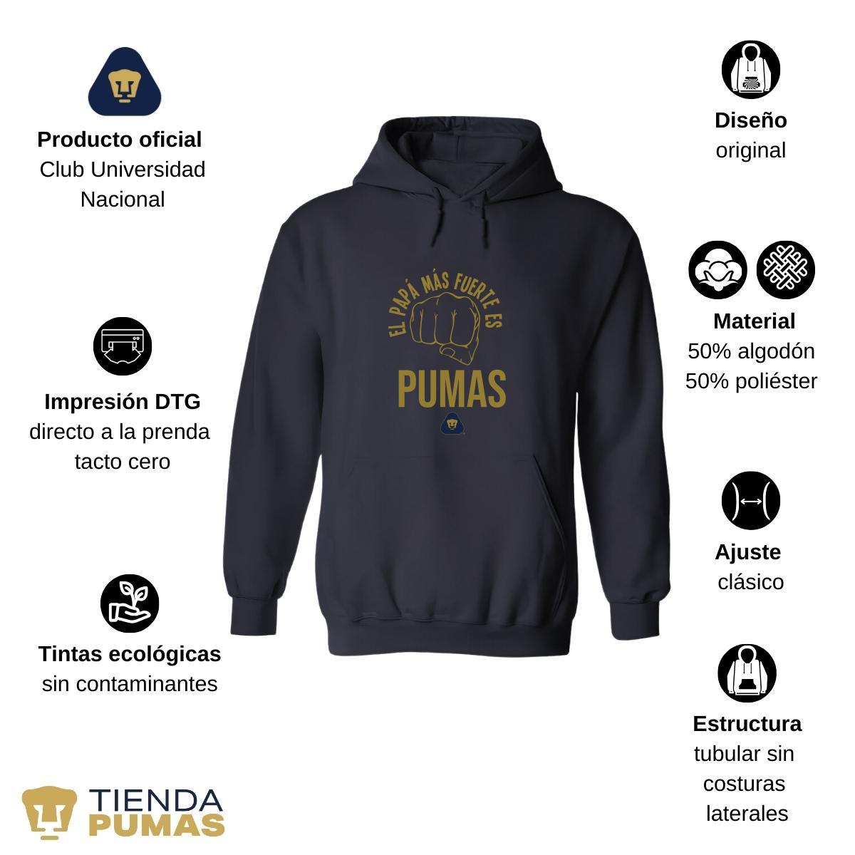 Sudadera Hombre Hoodie Pumas UNAM Papá más fuerte