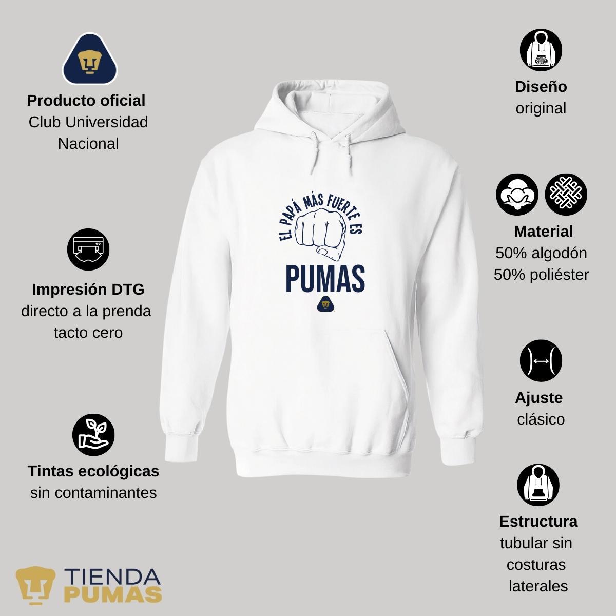 Sudadera Hombre Hoodie Pumas UNAM Papá más fuerte