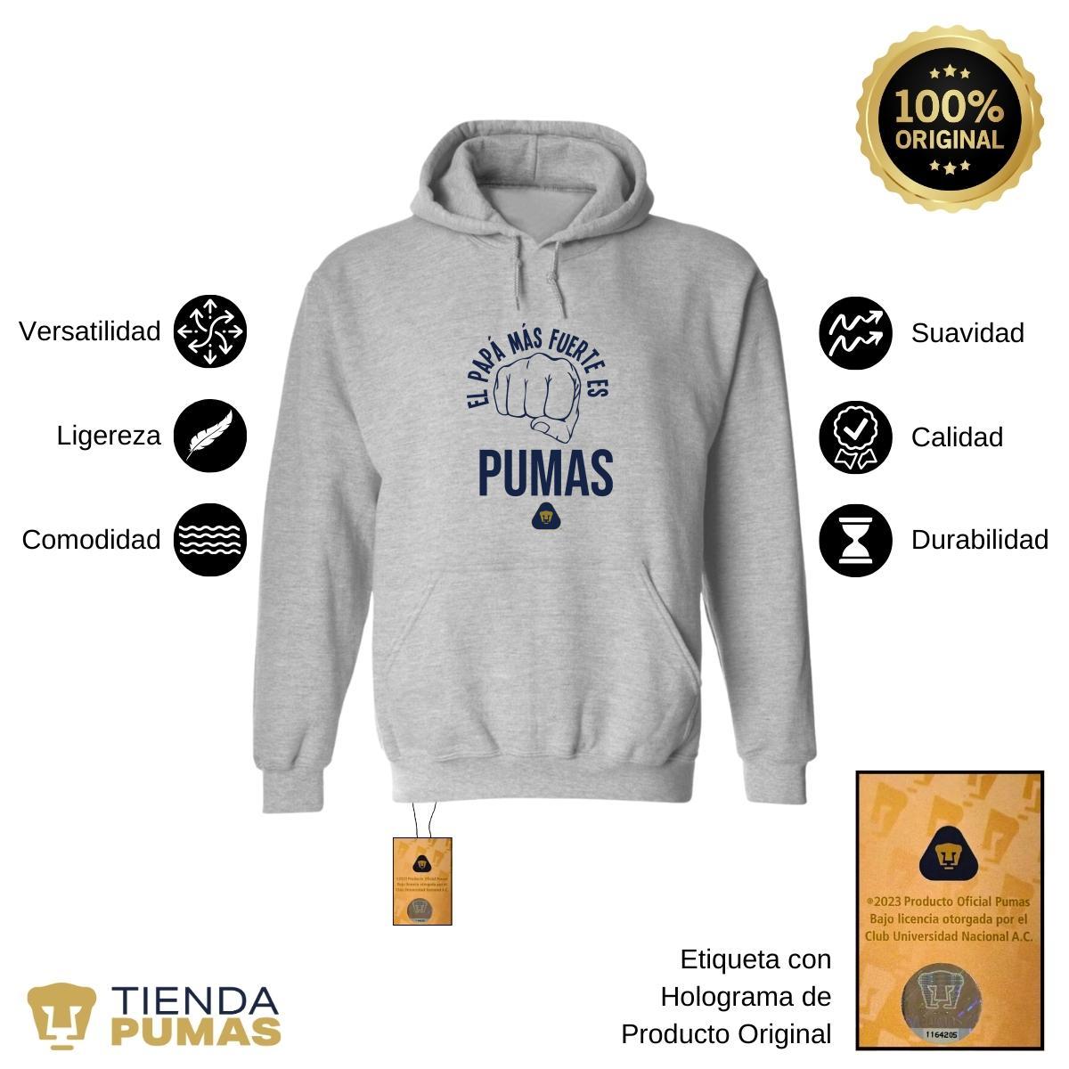 Sudadera Hombre Hoodie Pumas UNAM Papá más fuerte