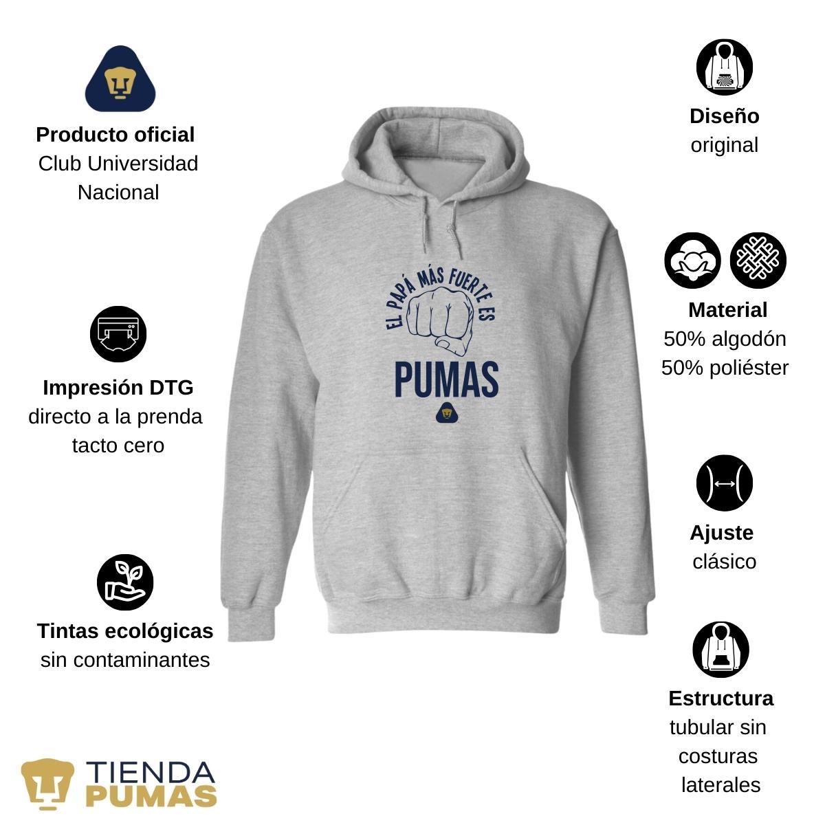 Sudadera Hombre Hoodie Pumas UNAM Papá más fuerte