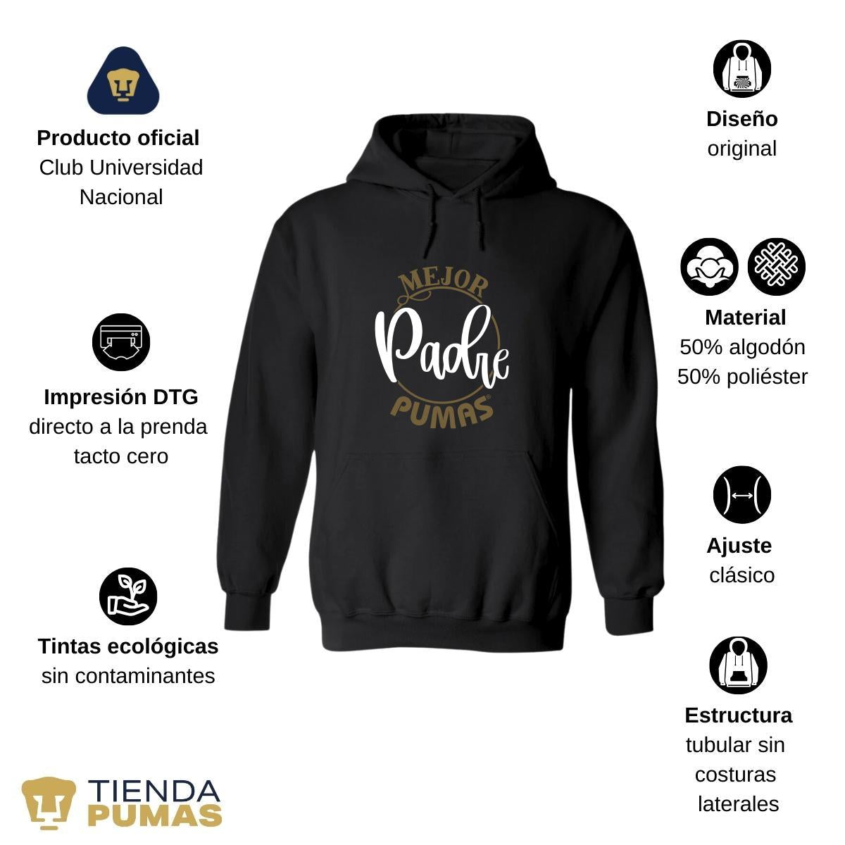 Sudadera Hombre Hoodie Pumas UNAM Mejor padre