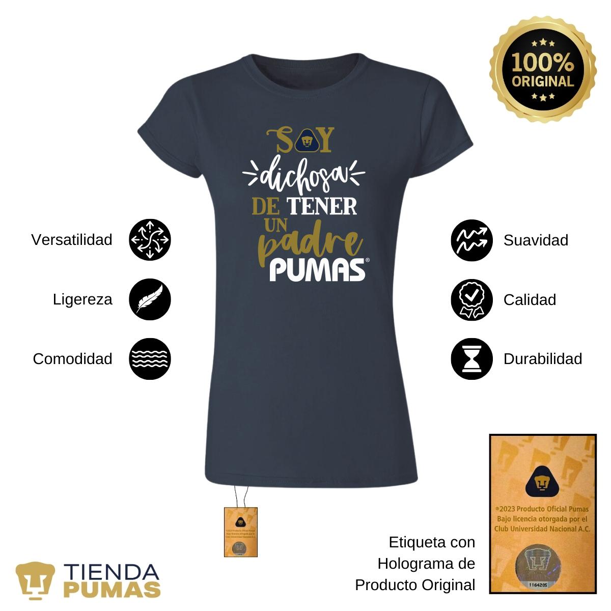 Playera Mujer Pumas UNAM Soy dichosa papá