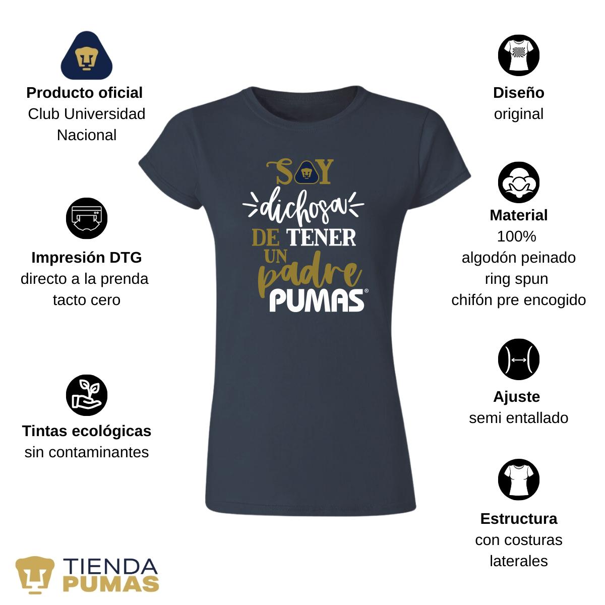 Playera Mujer Pumas UNAM Soy dichosa papá