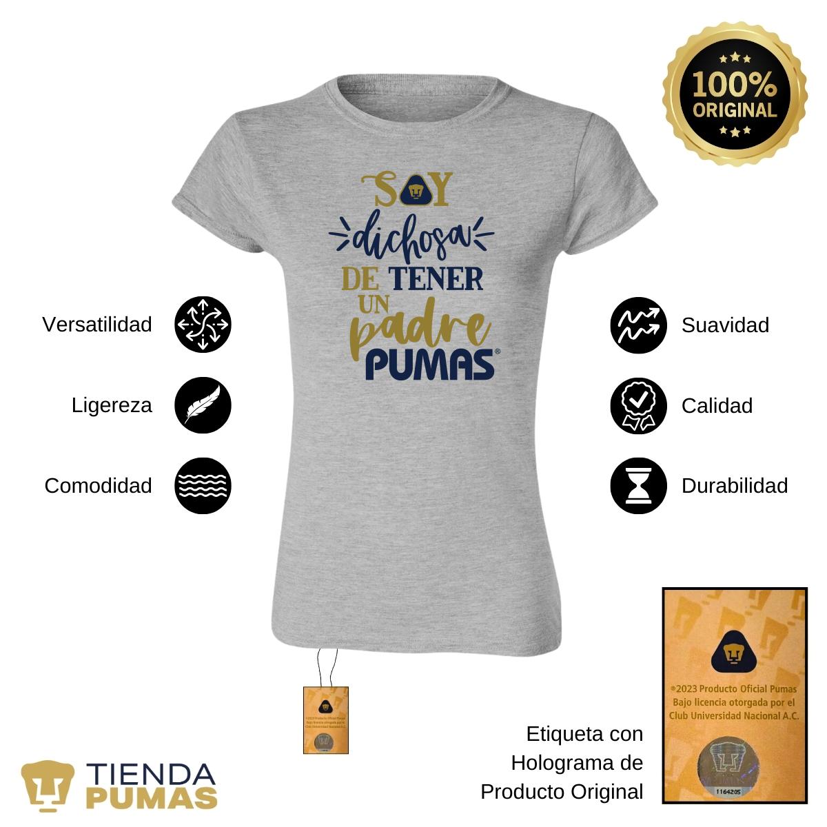 Playera Mujer Pumas UNAM Soy dichosa papá