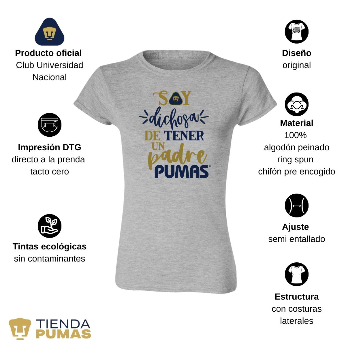 Playera Mujer Pumas UNAM Soy dichosa papá