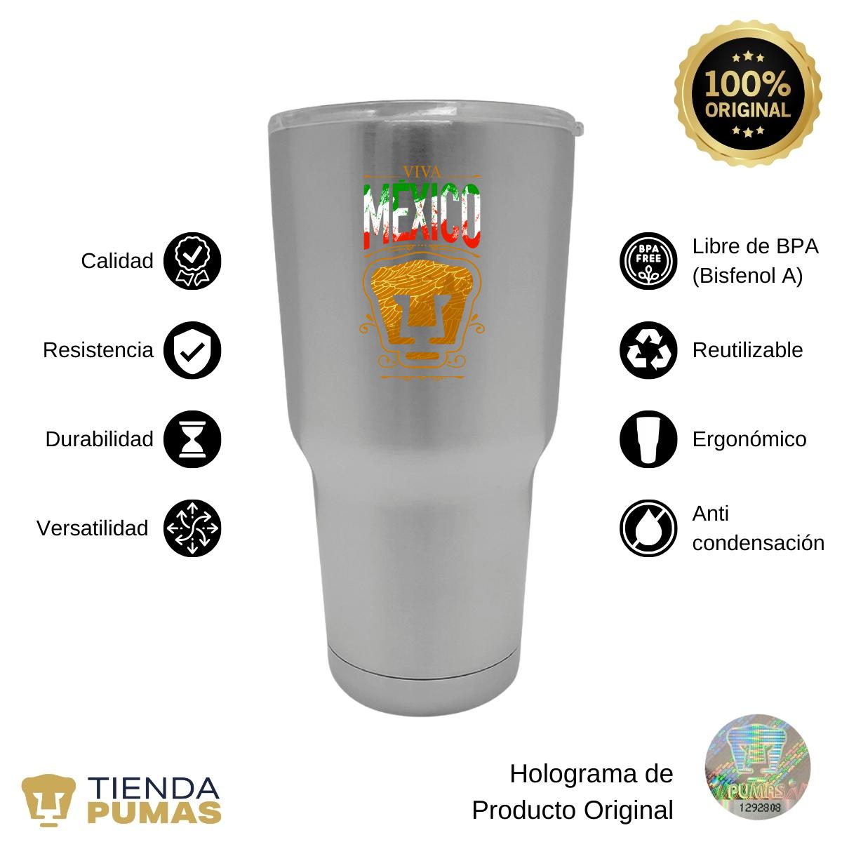 Termo 30 Oz Pumas UNAM Viva México Escudo