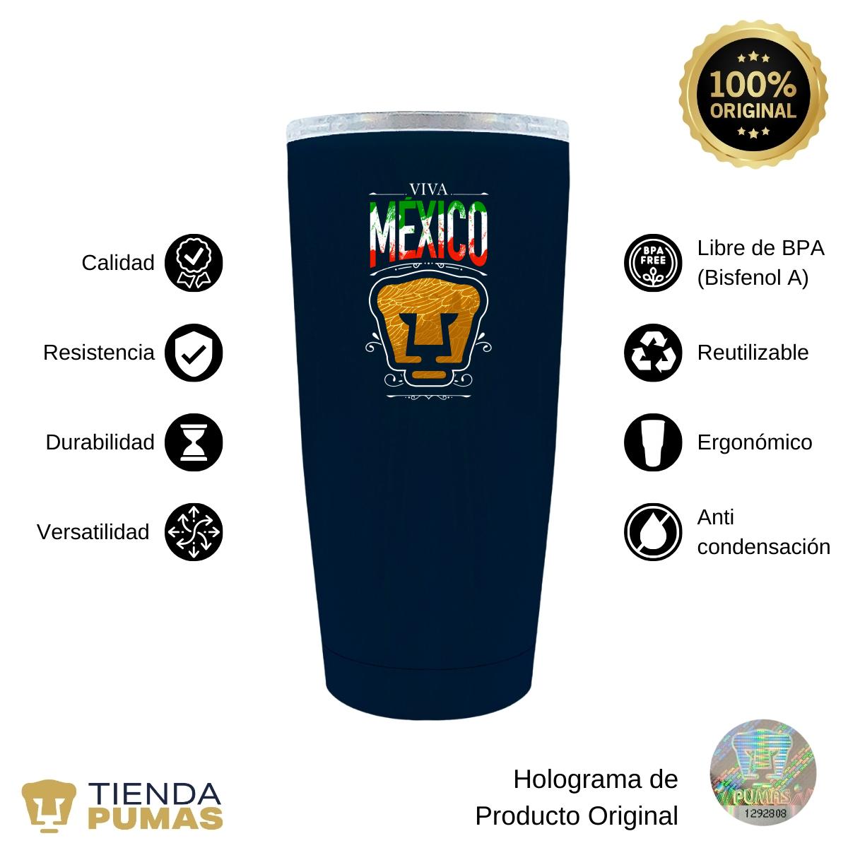 Termo 20 Oz Pumas UNAM Viva México Escudo