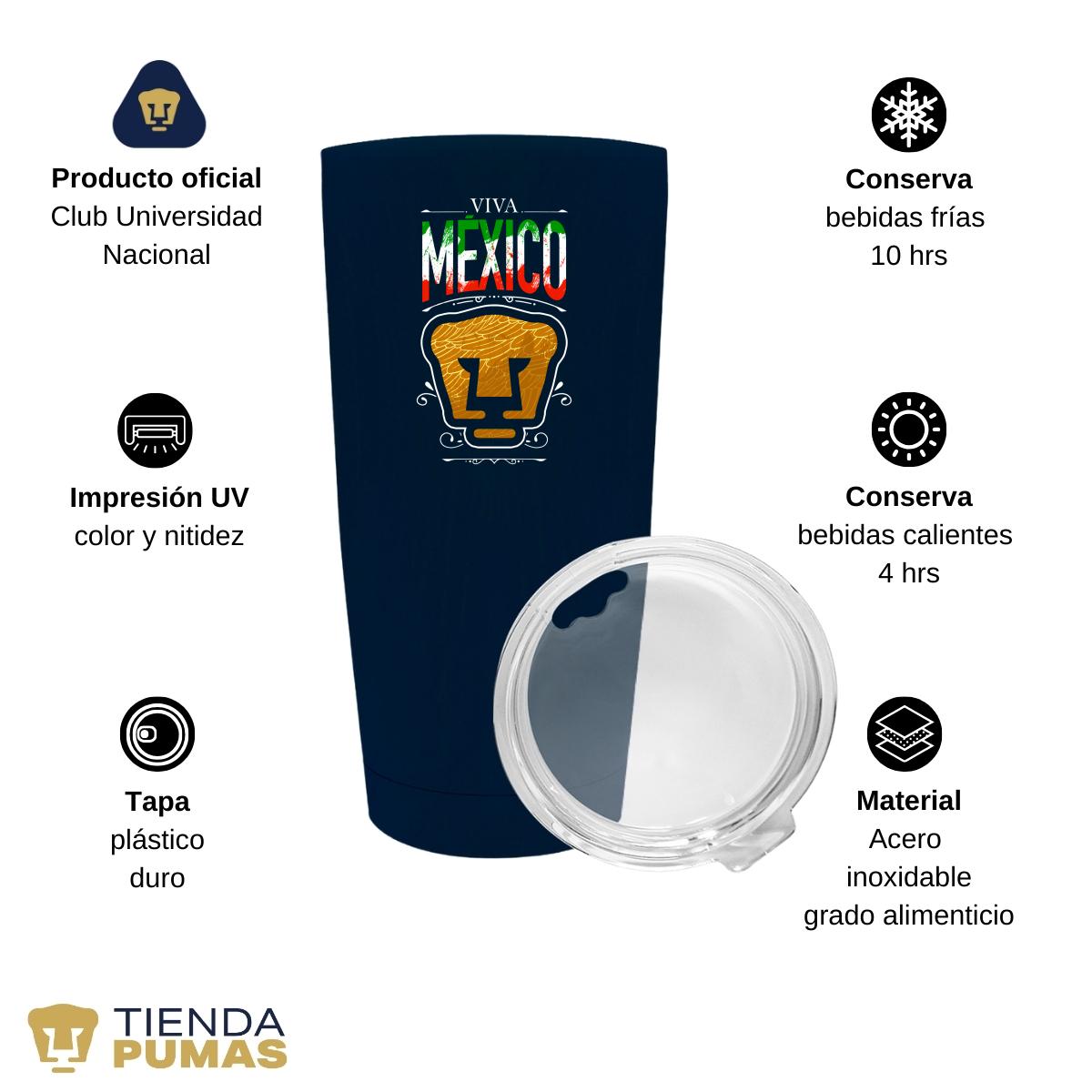 Termo 20 Oz Pumas UNAM Viva México Escudo