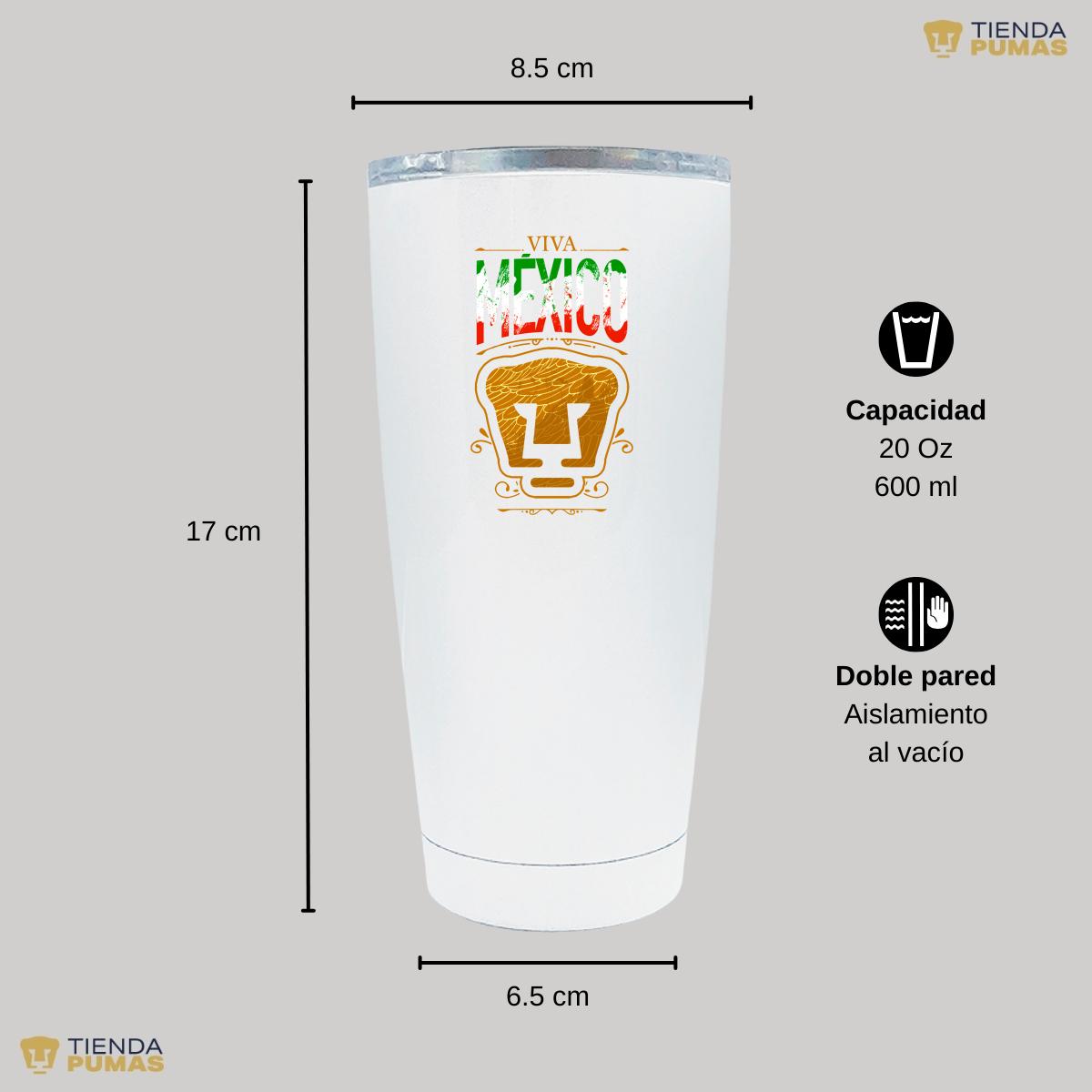 Termo 20 Oz Pumas UNAM Viva México Escudo