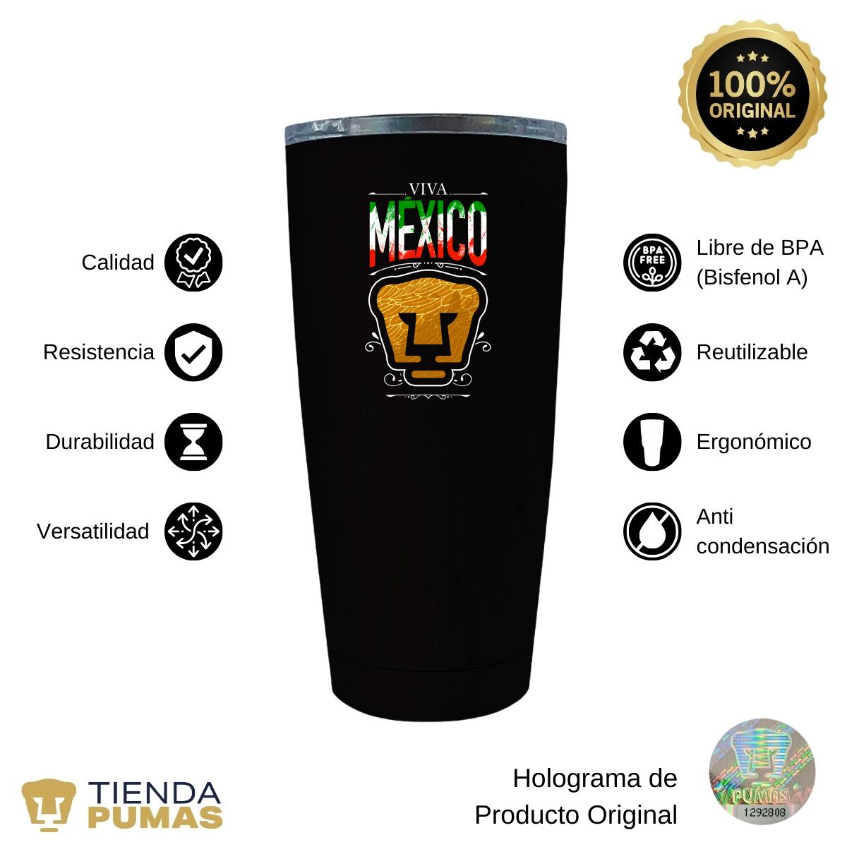 Termo 20 Oz Pumas UNAM Viva México Escudo