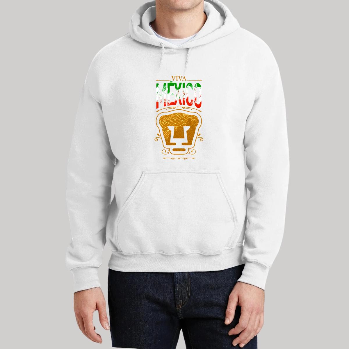 Sudadera Hombre Hoodie Pumas UNAM Viva México Escudo