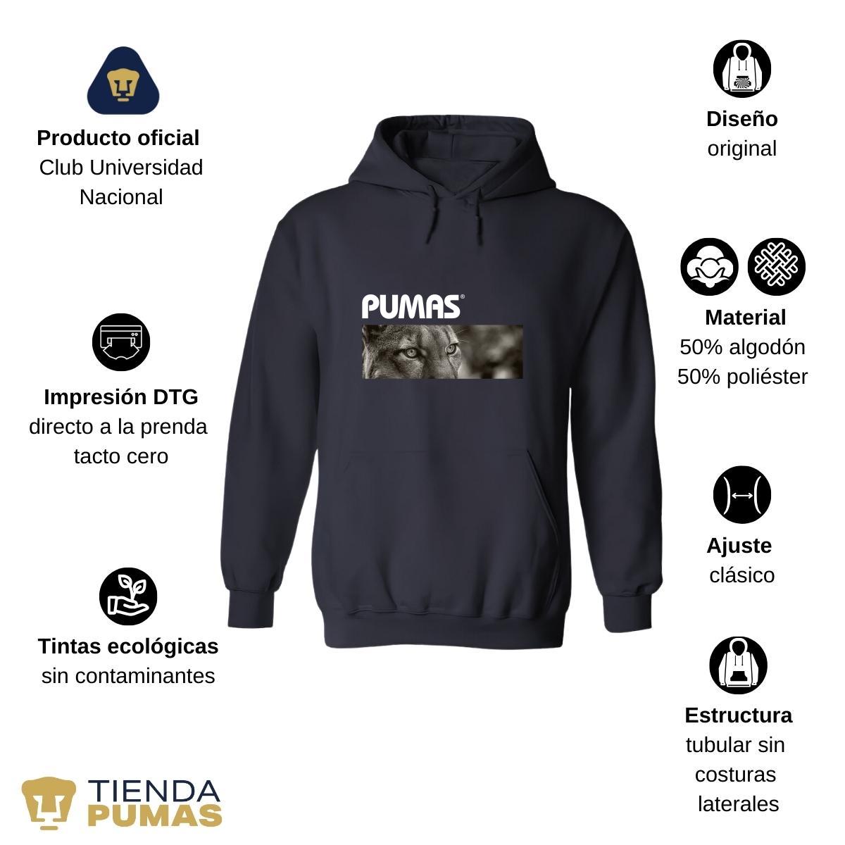 Sudadera Hombre Hoodie Pumas UNAM Enfoque