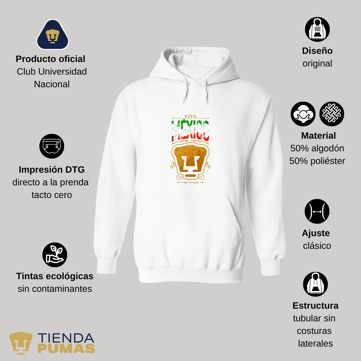 Sudadera Mujer Hoodie Pumas UNAM Viva México Escudo