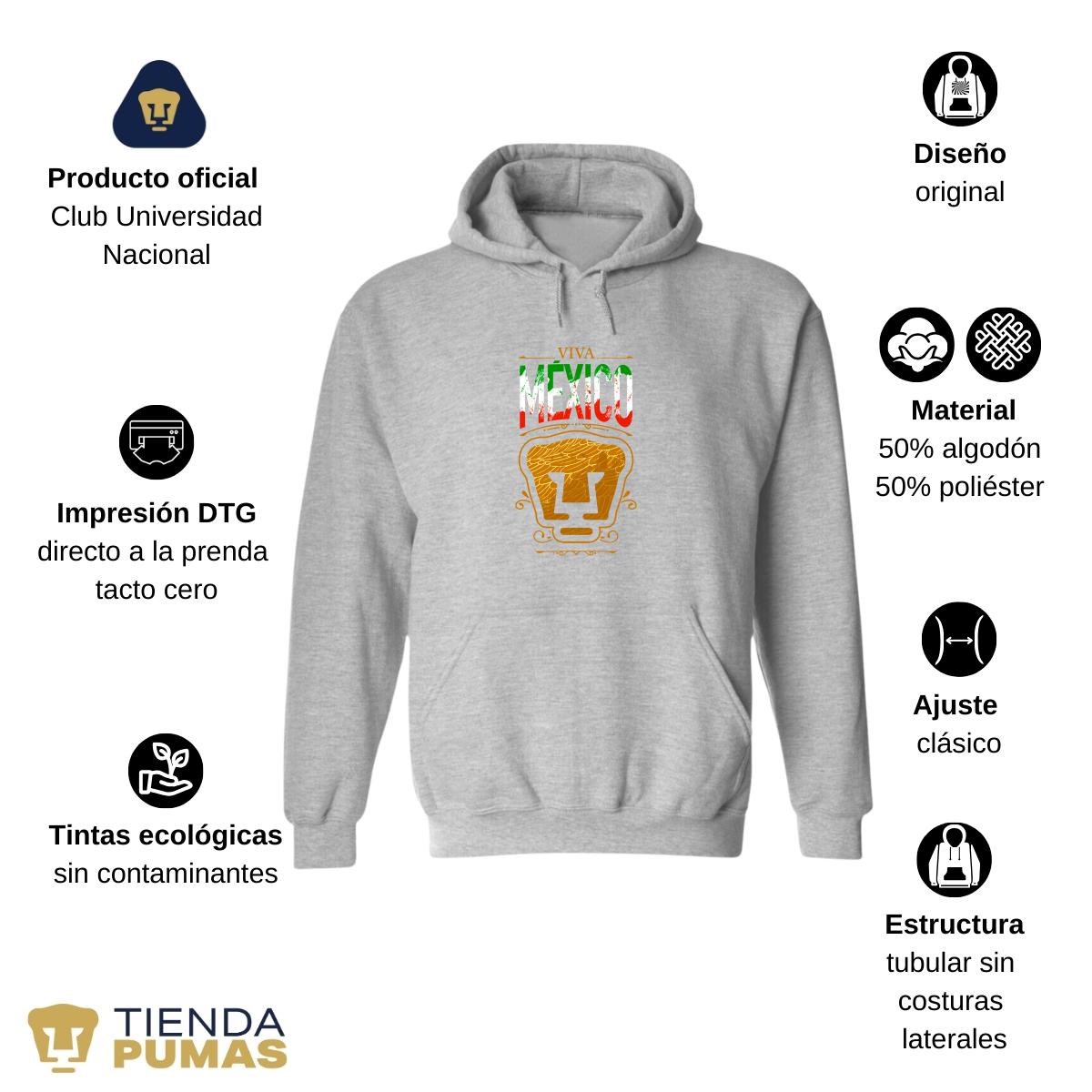 Sudadera Mujer Hoodie Pumas UNAM Viva México Escudo