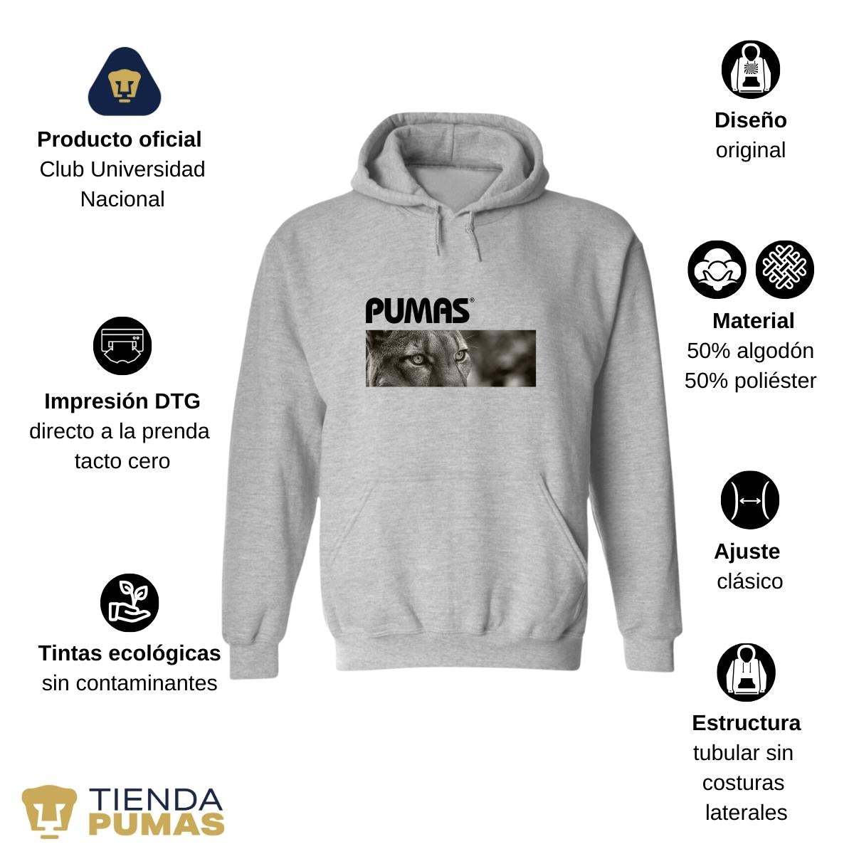 Sudadera Mujer Hoodie Pumas UNAM Enfoque