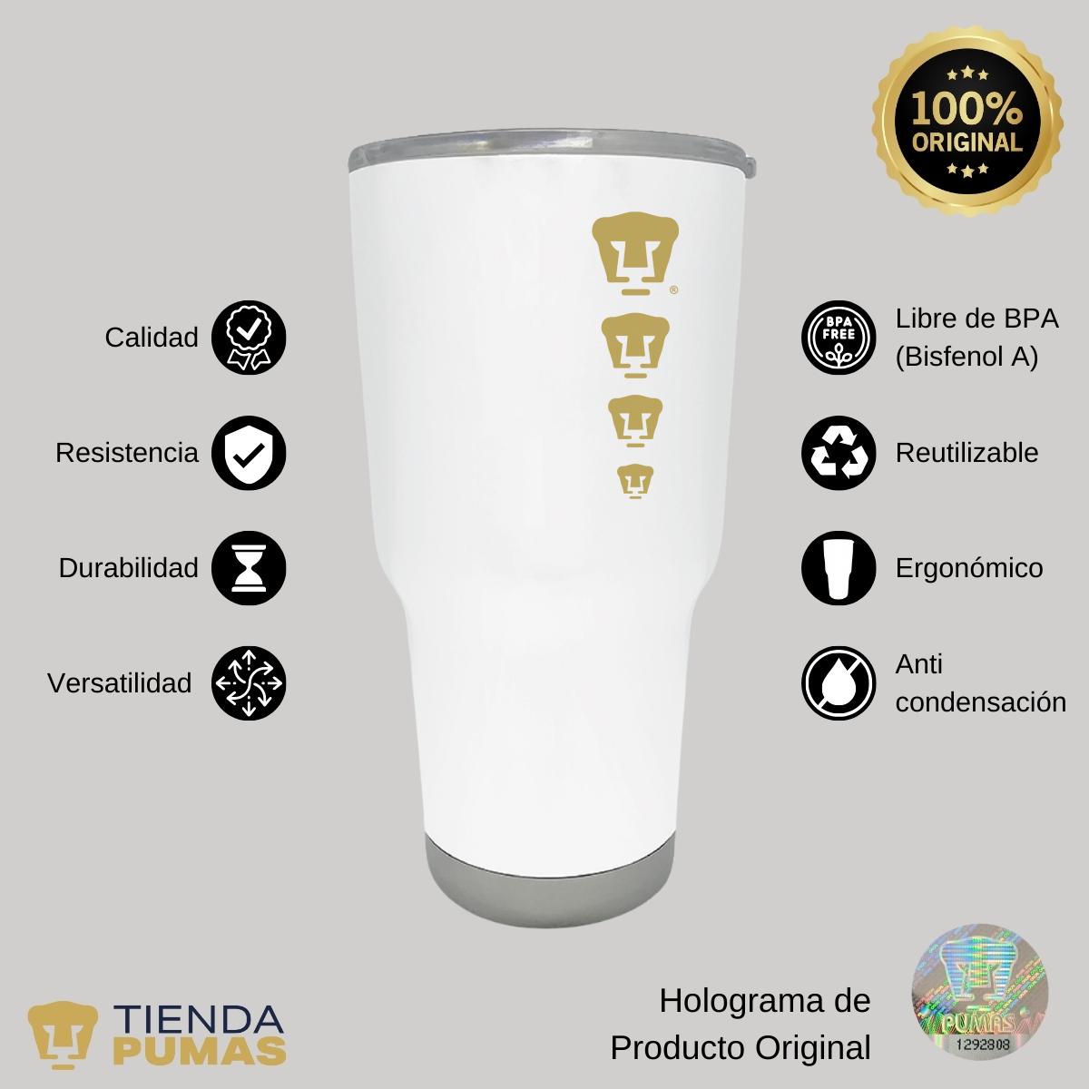 Termo 30 Oz Pumas UNAM Logo Cuádruple