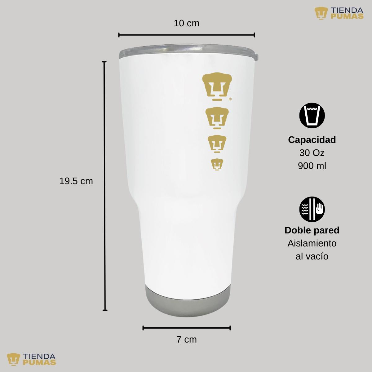 Termo 30 Oz Pumas UNAM Logo Cuádruple