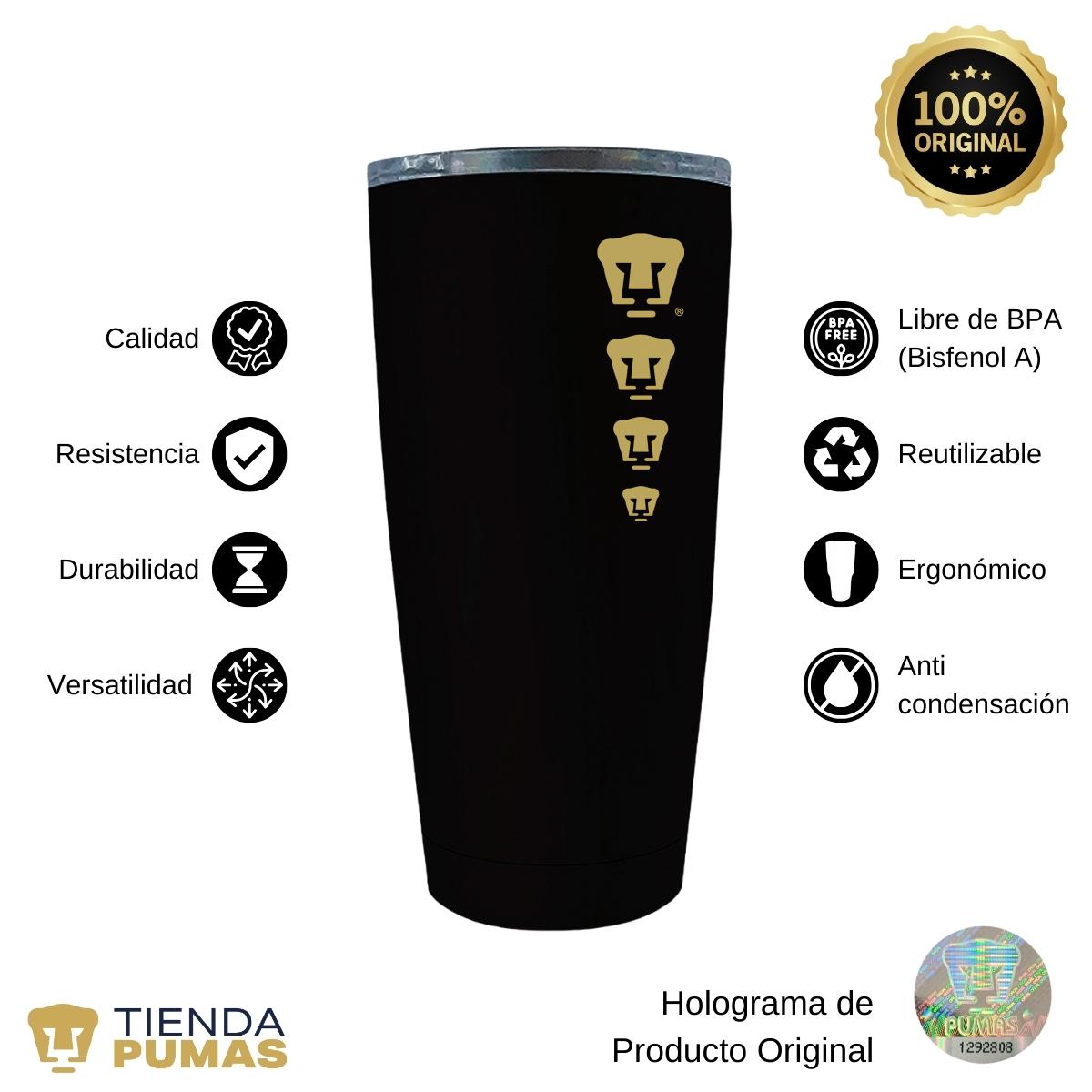 Termo 20 Oz Pumas UNAM Logo Cuádruple