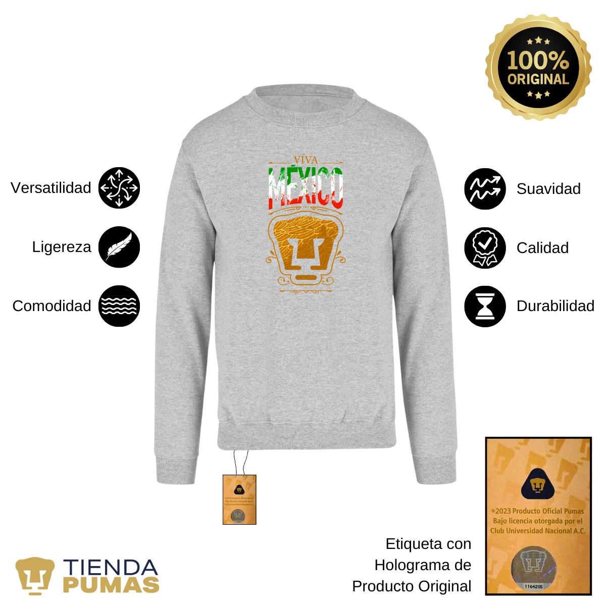 Sudadera Hombre Pumas UNAM Viva México Escudo