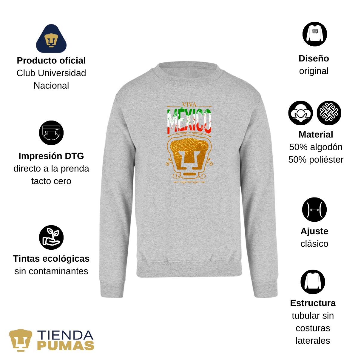 Sudadera Hombre Pumas UNAM Viva México Escudo