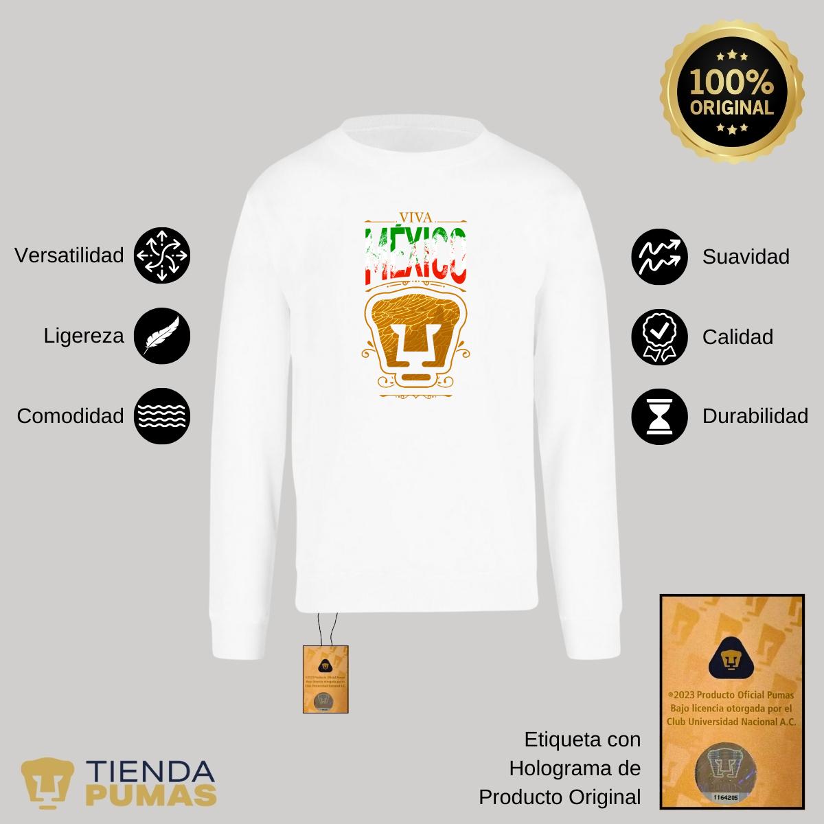 Sudadera Mujer Pumas UNAM Viva México Escudo