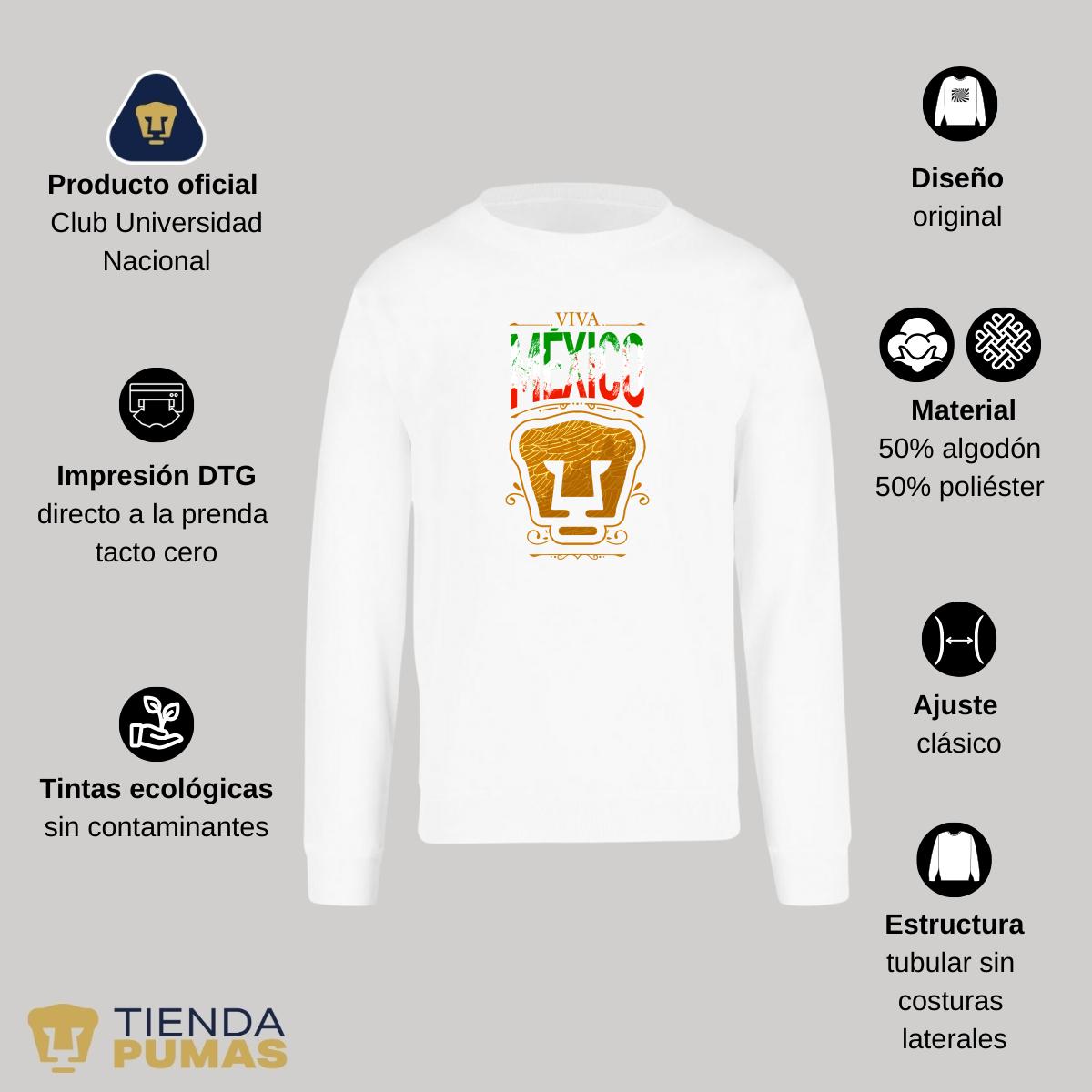 Sudadera Mujer Pumas UNAM Viva México Escudo