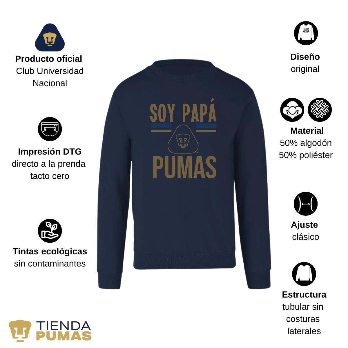 Sudadera Hombre Pumas UNAM Soy papá Pumas logo