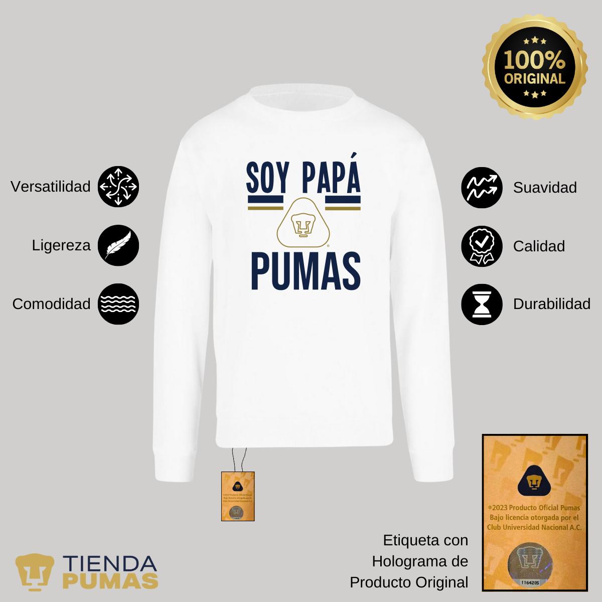 Sudadera Hombre Pumas UNAM Soy papá Pumas logo