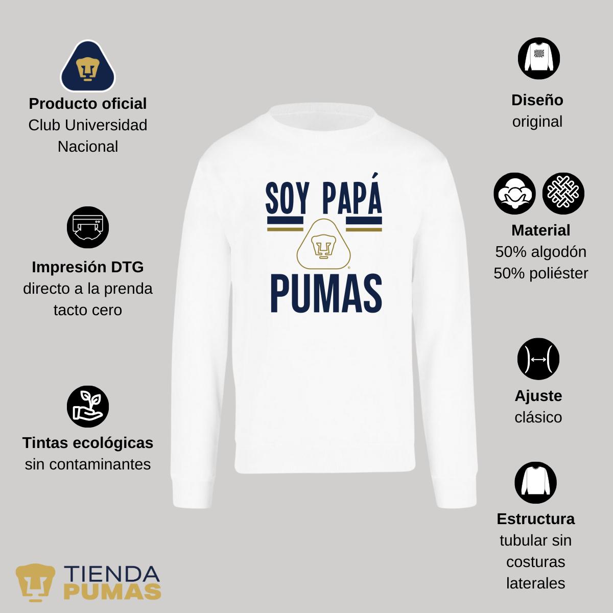 Sudadera Hombre Pumas UNAM Soy papá Pumas logo