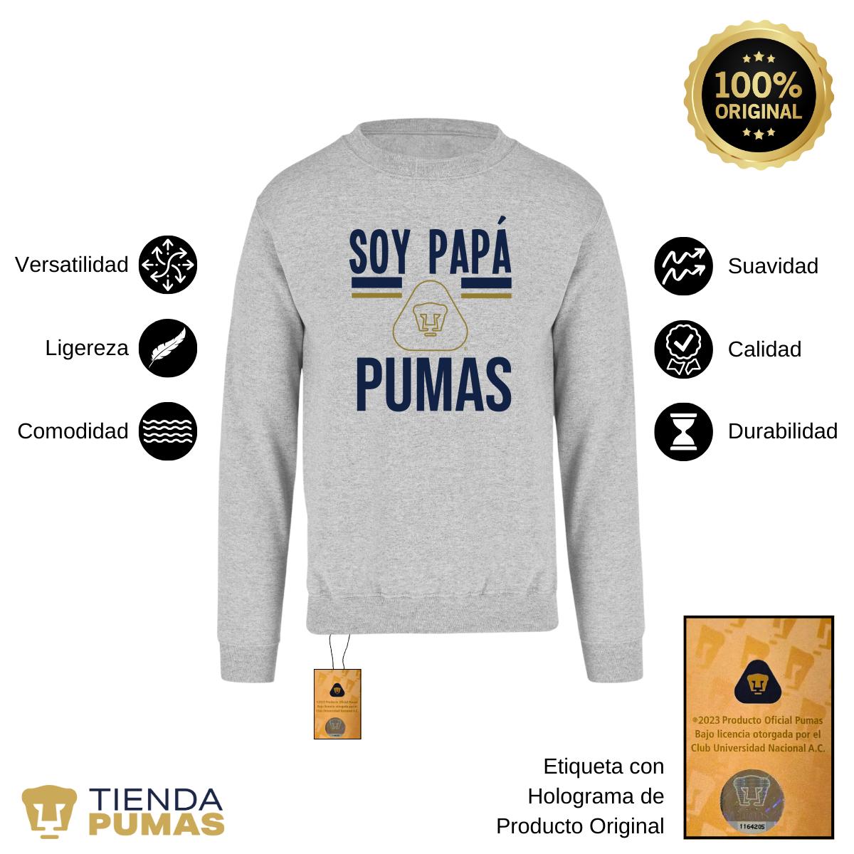 Sudadera Hombre Pumas UNAM Soy papá Pumas logo