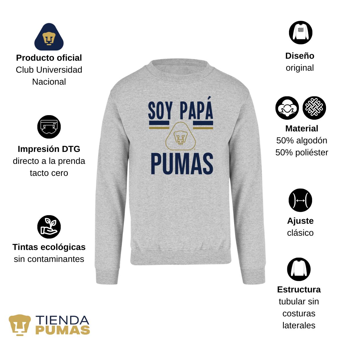 Sudadera Hombre Pumas UNAM Soy papá Pumas logo