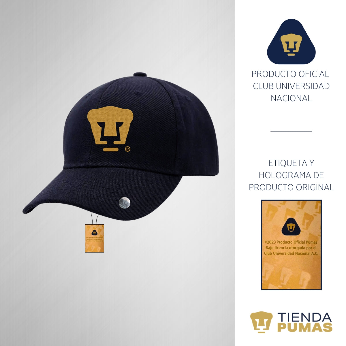 Gorra Pumas UNAM Hombre Mujer Logo Oro Bordado
