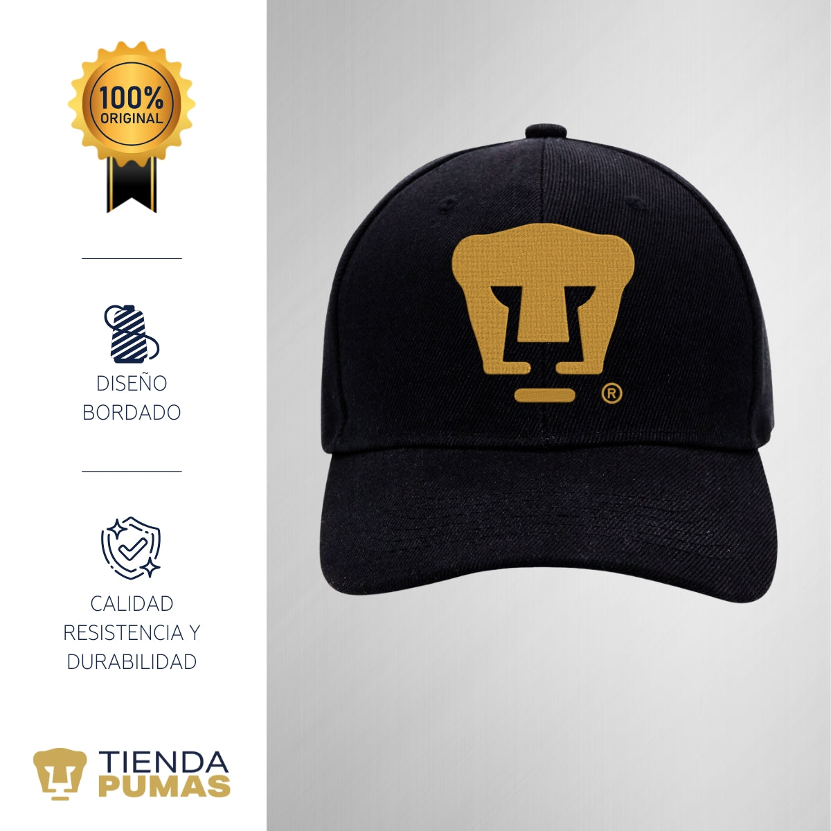 Gorra Pumas UNAM Hombre Mujer Logo Oro Bordado