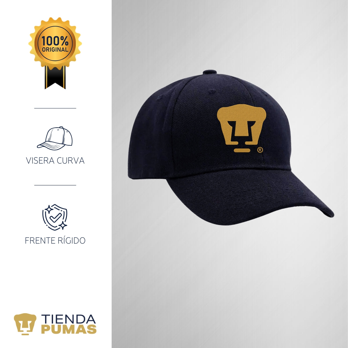Gorra Pumas UNAM Hombre Mujer Logo Oro Bordado