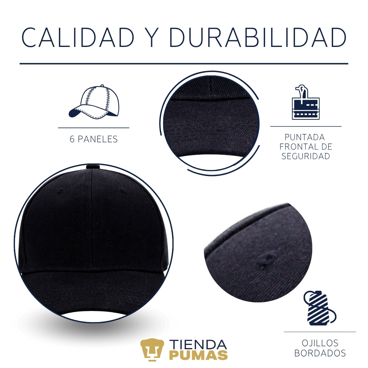 Gorra Pumas UNAM Hombre Mujer Logo Oro Bordado