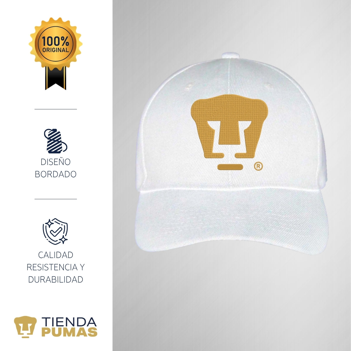 Gorra Pumas UNAM Hombre Mujer Logo Oro Bordado