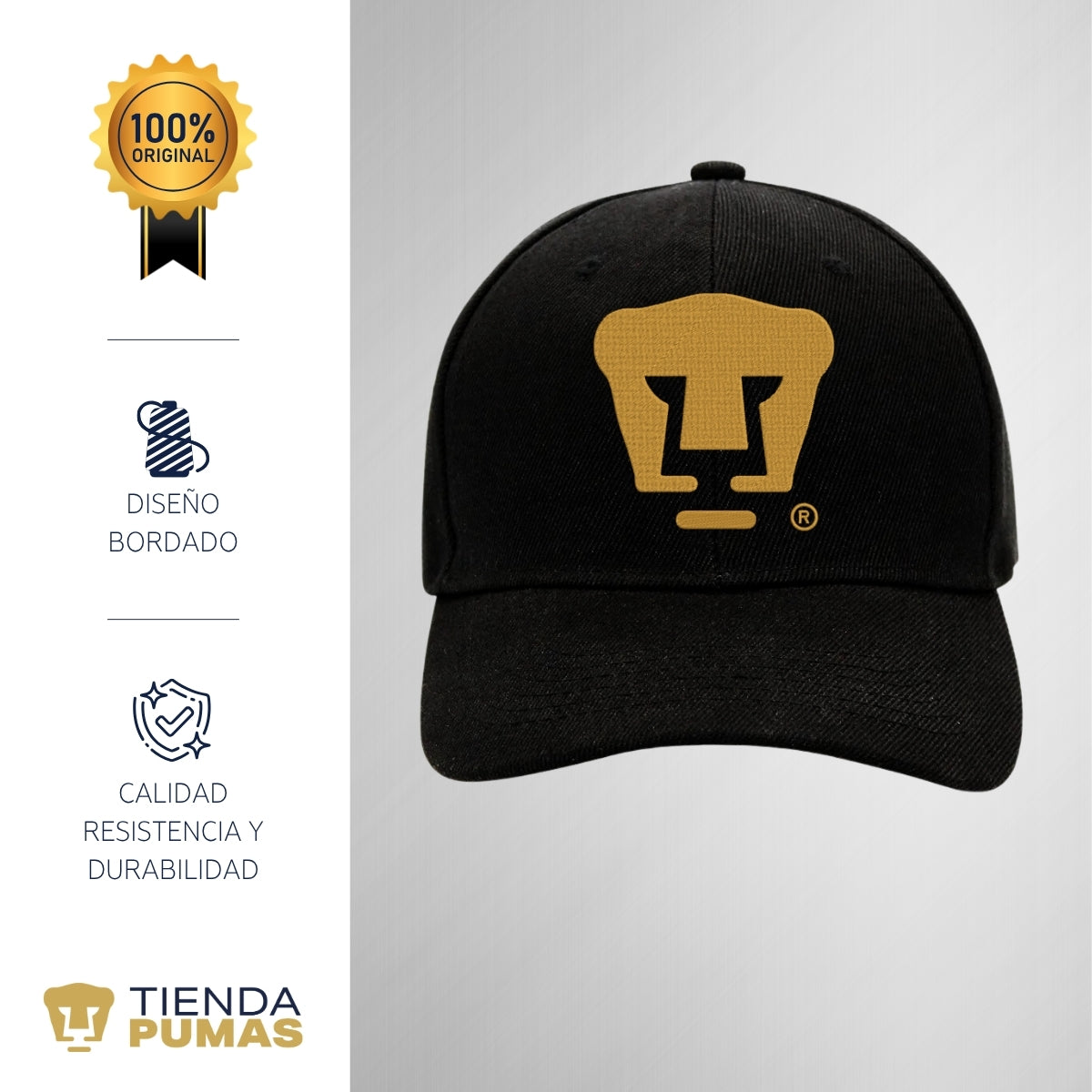 Gorra Pumas UNAM Hombre Mujer Logo Oro Bordado
