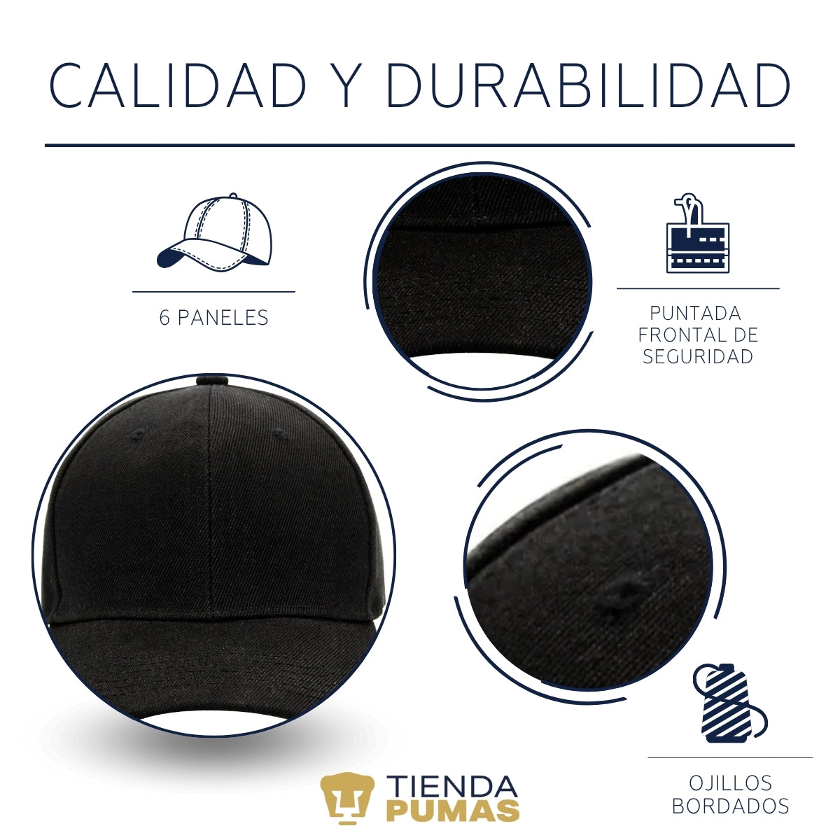 Gorra Pumas UNAM Hombre Mujer Logo Doble Bordado