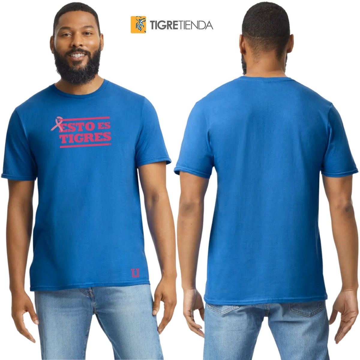 Playera Hombre Tigres UANL Rosa Cáncer Mama