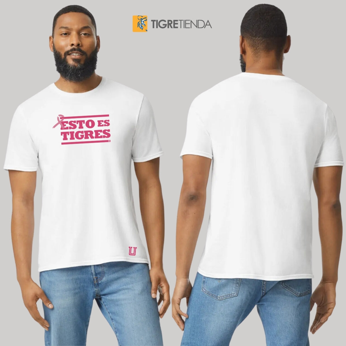 Playera Hombre Tigres UANL Rosa Cáncer Mama