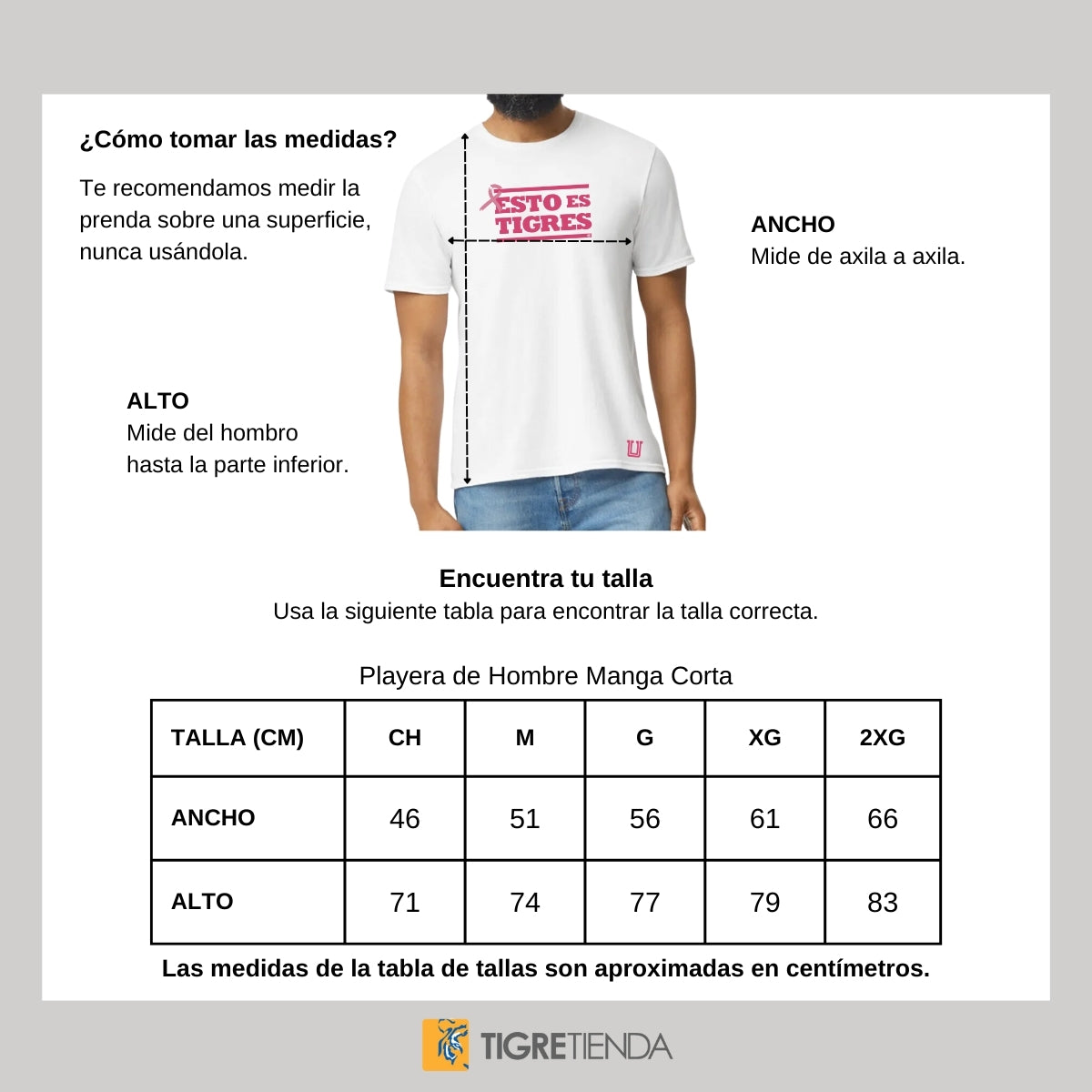 Playera Hombre Tigres UANL Rosa Cáncer Mama