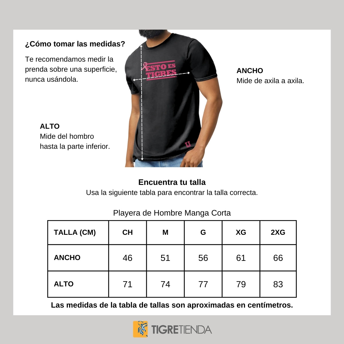 Playera Hombre Tigres UANL Rosa Cáncer Mama