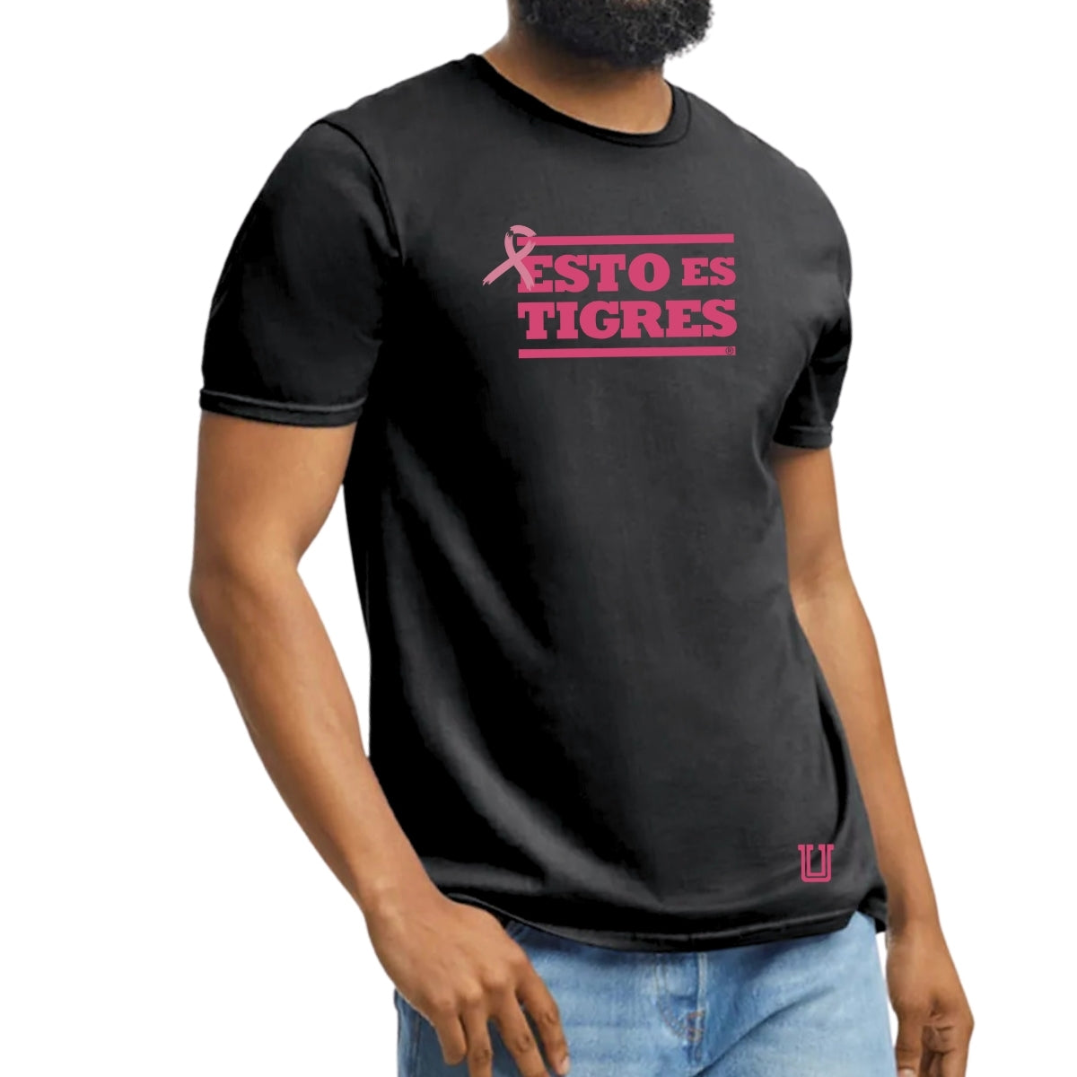 Playera Hombre Tigres UANL Rosa Cáncer Mama